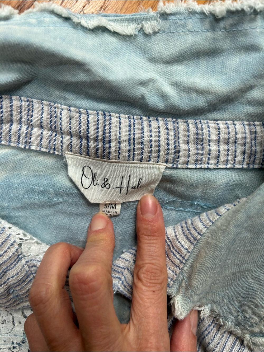 Oli & Hali Mixed Denim Top